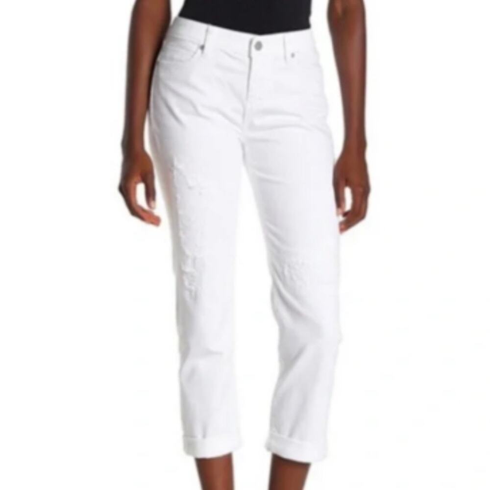 LIVERPOOL JEANS | The Girlfriend Stretch White Denim Destruct Detail NWT | 10 30